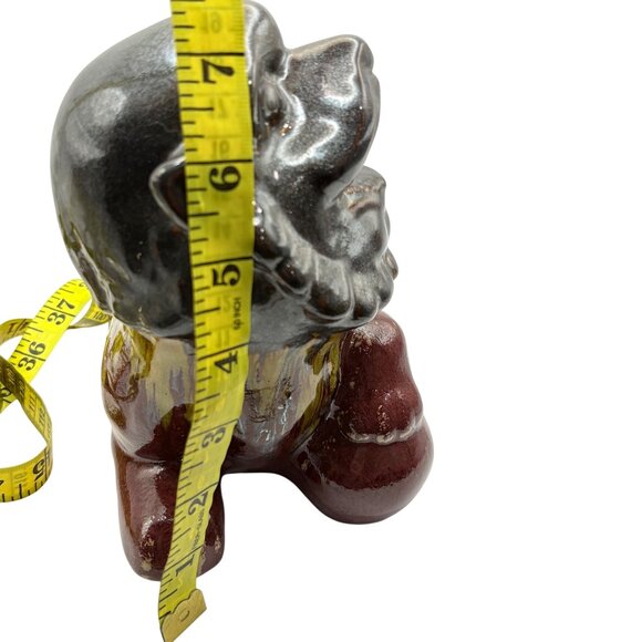 Vintage Ceramic Foo Dog Figurine In Red & Black Glaze Chinese Guardian Lion - Picture 8 of 10